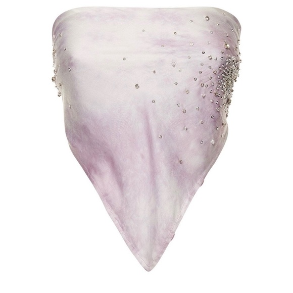 DES PHEMMES EMBELLISHED SATIN BANDANA TOP - Picture 1 of 3